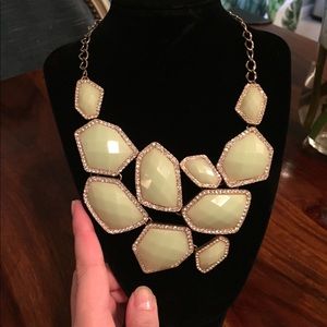 Mint, rhinestone, & gold statement necklace